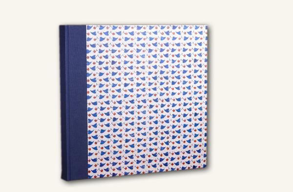 Photo album "Blue hearts", handmade photo album, for gluing, blue linen back